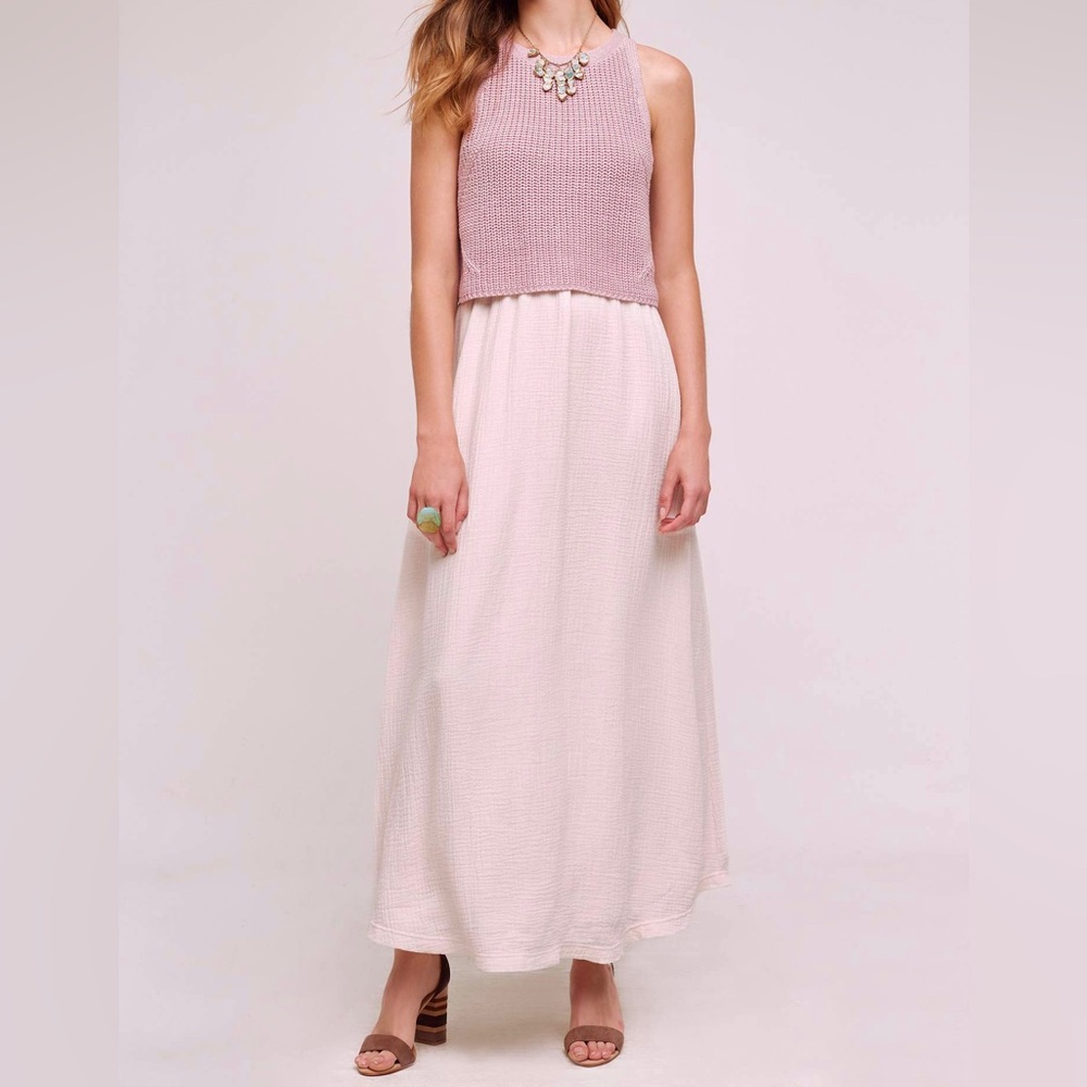 Anthropologie Moth Layered Sandstone Maxi Dress